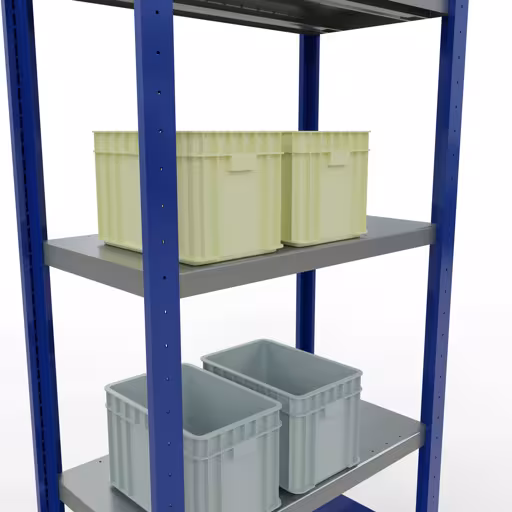 Abbildung Nr 11 des Artikels Grundregal, Fachbodenregal Stecksystem MULTIplus250, 2000 x 750 x 400 mm (HxBxT), 5 Fachböden, Längenriegel, RAL 5010 enzianblau/verzinkt/verzinkt aus der Produktgruppe Stecksystem von der Marke Schulte Lagertechnik