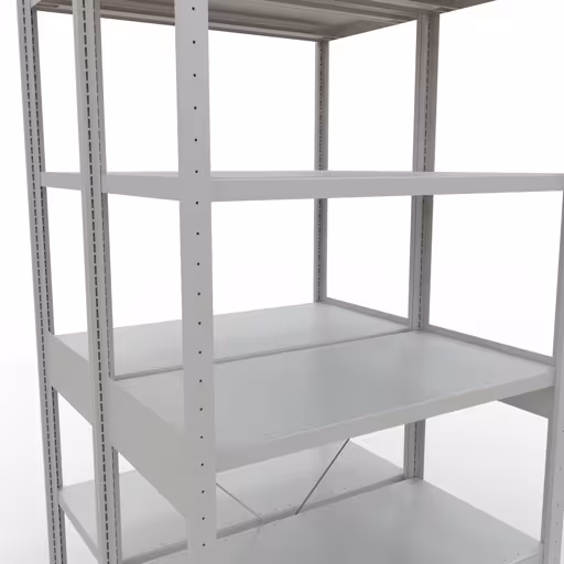 Grundregal, Doppelregal, Fachbodenregal Stecksystem MULTIplus250, 2500 x 1000 x (2x500) mm (HxBxT), 2x6 Fachböden, Kreuzstrebe, RAL 7035 lichtgrau von Schulte Lagertechnik aus der Kategorie Fachbodenregale