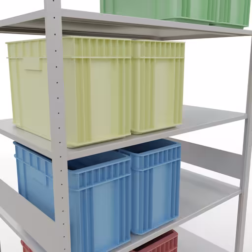 Produktbild Nr.7 des Artikels Grundregal, Fachbodenregal Stecksystem MULTIplus150, 3000 x 1300 x 800 mm (HxBxT), 7 Fachböden, Längenriegel, RAL 7035 lichtgrau aus der Produktreihe Stecksystem von der Marke Schulte Lagertechnik