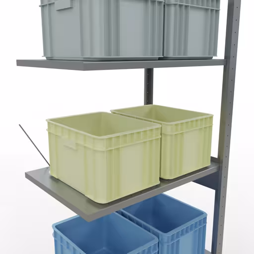 Produktbild Nr.13 des Artikels Anbauregal, Fachbodenregal Stecksystem MULTIplus150, 2500 x 750 x 500 mm (HxBxT), 6 Fachböden, Kreuzstrebe, verzinkt aus der Produktreihe Stecksystem von der Marke Schulte Lagertechnik