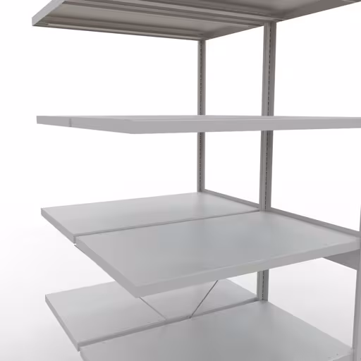 Anbauregal, Doppelregal, Fachbodenregal Stecksystem MULTIplus250, 2500 x 1000 x (2x600) mm (HxBxT), 2x6 Fachböden, Kreuzstrebe, RAL 7035 lichtgrau von der Marke Schulte Lagertechnik aus der Produktreihe Fachbodenregale
