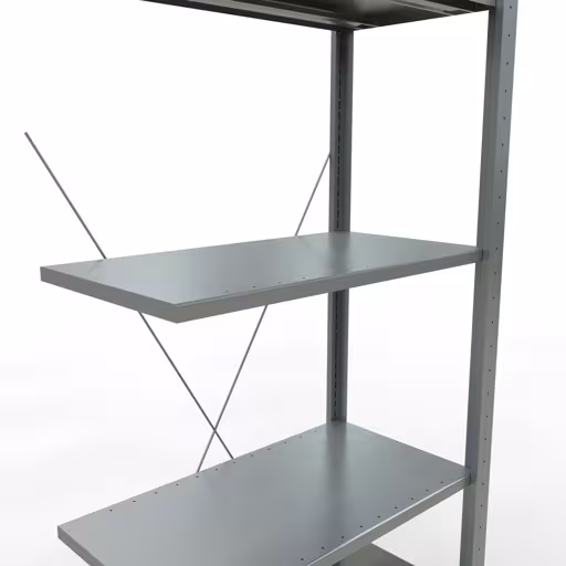 Anbauregal, Fachbodenregal Stecksystem MULTIplus150, 2000 x 750 x 400 mm (HxBxT), 5 Fachböden, Kreuzstrebe, verzinkt von Schulte Lagertechnik aus der Kategorie Stecksystem