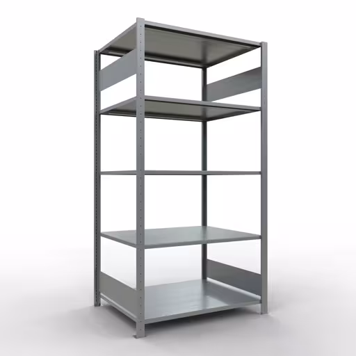 Grundregal, Fachbodenregal Stecksystem MULTIplus150, 2000 x 1000 x 800 mm (HxBxT), 5 Fachböden, Längenriegel, verzinkt aus der Kategorie Grundregal mit der Artikelnummer 12780-LR