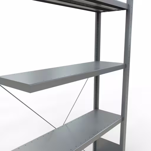 Produktbild Nr 14 des Artikels Anbauregal, Fachbodenregal Stecksystem MULTIplus330, 2000 x 1000 x 300 mm (HxBxT), 5 Fachböden, Kreuzstrebe, verzinkt Abbildung Nr 14 des Artikels Anbauregal, Fachbodenregal Stecksystem MULTIplus330, 2000 x 1000 x 300 mm (HxBxT), 5 Fachböden, Kreuzstrebe, verzinkt aus der Produktgruppe Stecksystem von der Marke Schulte Lagertechnik