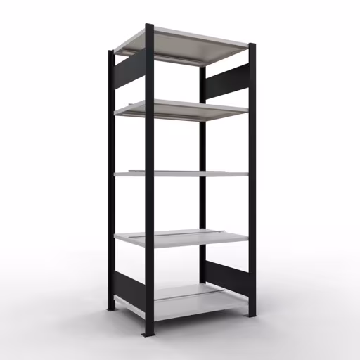 Abbildung Nr 13 des Artikels Grundregal, Büro-Fachbodenregal Stecksystem MULTIplus150, 1800 x 750 x 600 mm (HxBxT), 5 Fachböden, Längenriegel, mit Mittelanschlag, schwarz/lichtgrau aus der Produktgruppe Büroregale von der Marke Schulte Lagertechnik
