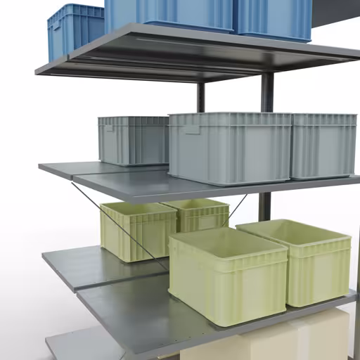 Anbauregal, Doppelregal, Fachbodenregal Stecksystem MULTIplus150, 2000 x 1000 x (2x600) mm (HxBxT), 2x5 Fachböden, Kreuzstrebe, verzinkt von der Marke Schulte Lagertechnik aus der Produktreihe Fachbodenregale