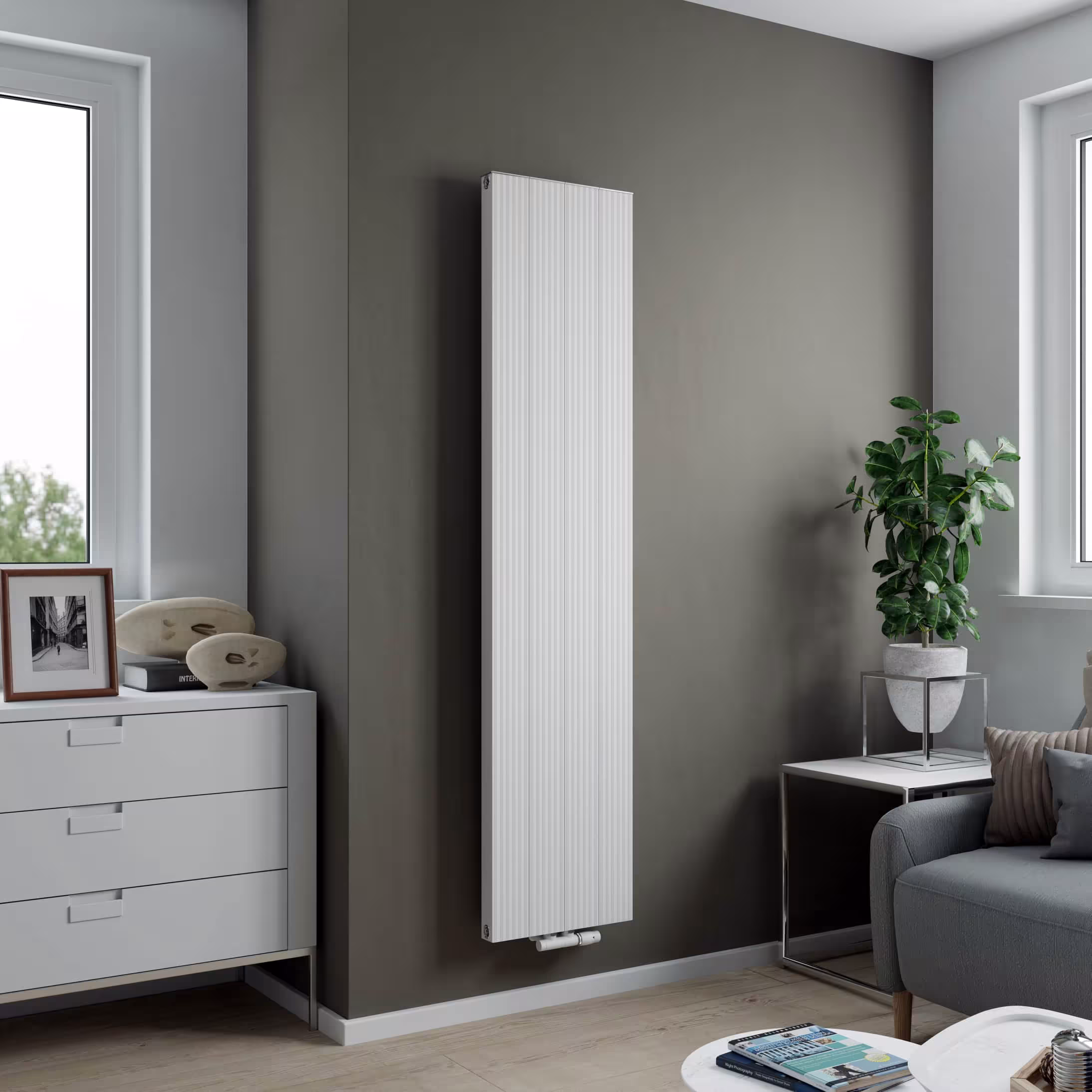 Aluminiumheizkörper Valeo Mittenanschluss Weiß von Ximax Aluminiumheizkörper Valeo Mittenanschluss Weiß aus der Kategorie Aluminium-Heizkörper