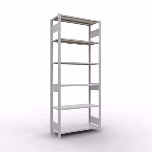 Grundregal, Fachbodenregal Stecksystem MULTIplus150, 2500 x 1000 x 400 mm (HxBxT), 6 Fachböden, Längenriegel, RAL 7035 lichtgrau aus der Kategorie Grundregal mit der Artikelnummer 32641-LR
