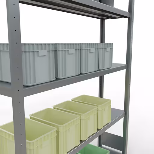 Abbildung Nr 12 des Artikels Grundregal, Fachbodenregal Stecksystem MULTIplus250, 2000 x 1300 x 300 mm (HxBxT), 5 Fachböden, Längenriegel, verzinkt aus der Produktgruppe Stecksystem von der Marke Schulte Lagertechnik