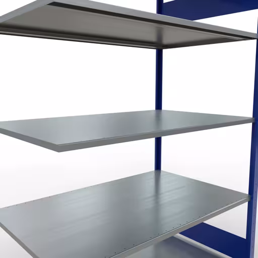 Anbauregal, Fachbodenregal Stecksystem MULTIplus150, 2000 x 1300 x 800 mm (HxBxT), 5 Fachböden, Längenriegel, RAL 5010 enzianblau/verzinkt von Schulte Lagertechnik aus der Kategorie Stecksystem