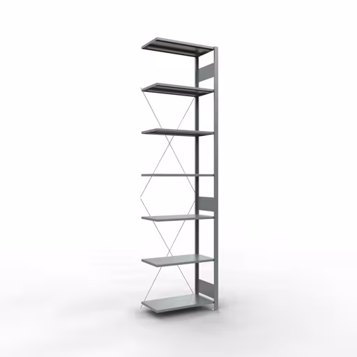 Anbauregal, Fachbodenregal Stecksystem MULTIplus150, 3000 x 750 x 400 mm (HxBxT), 7 Fachböden, Kreuzstrebe, verzinkt aus der Kategorie Anbauregal mit der Artikelnummer 12747-75