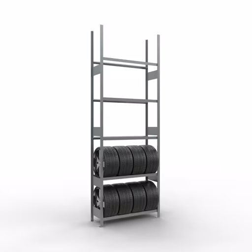 Abbildung Nr 11 des Artikels Grundregal, Räder-/Reifenregal, 3500 x 1200 x 400 mm, verzinkt, 5 Lagerebenen á 150 kg Fachlast pro Ebene aus der Produktgruppe Fachbodenregale von der Marke Schulte Lagertechnik