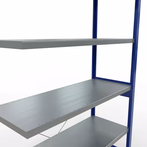 Abbildung Nr 12 des Artikels Anbauregal, Fachbodenregal Stecksystem MULTIplus250, 2500 x 1300 x 500 mm (HxBxT), 6 Fachböden, Kreuzstrebe, RAL 5010 enzianblau/verzinkt aus der Produktgruppe Stecksystem von der Marke Schulte Lagertechnik