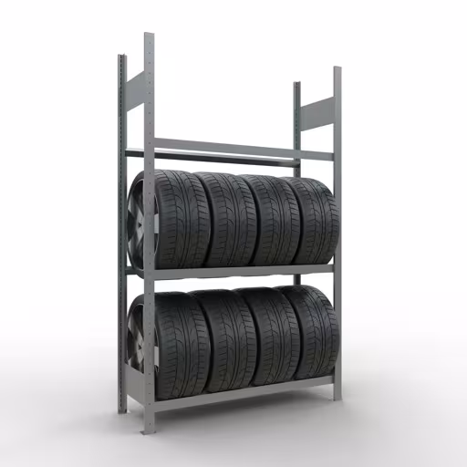 Abbildung Nr 10 des Artikels Grundregal, Räder-/Reifenregal, 2000 x 1200 x 400 mm (HxBxT), verzinkt, 3 Lagerebenen á 150 kg Fachlast pro Ebene aus der Produktgruppe Fachbodenregale von der Marke Schulte Lagertechnik