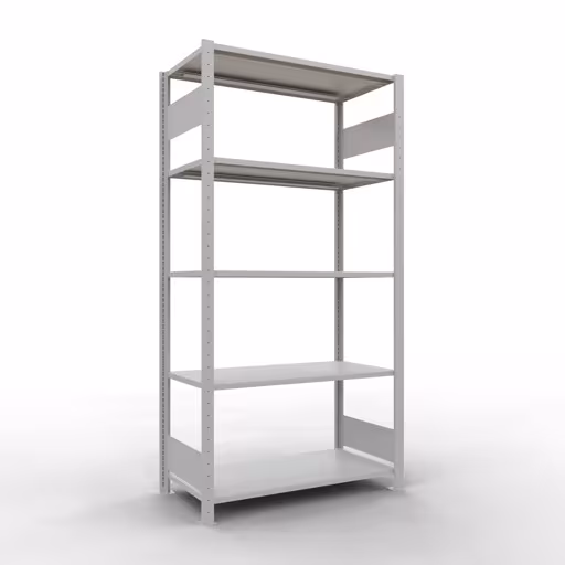 Grundregal, Fachbodenregal Stecksystem MULTIplus150, 2000 x 1000 x 500 mm (HxBxT), 5 Fachböden, Längenriegel, RAL 7035 lichtgrau aus der Kategorie Grundregal mit der Artikelnummer 32650-LR