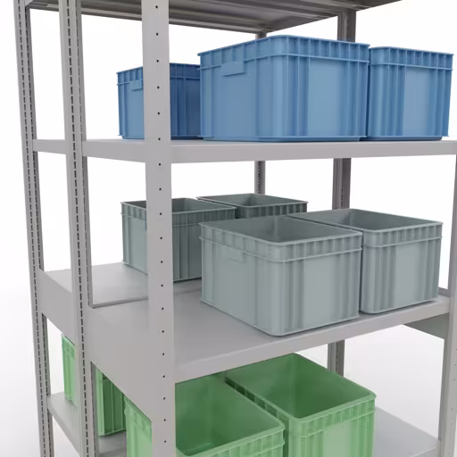 Grundregal, Doppelregal, Fachbodenregal Stecksystem MULTIplus250, 2500 x 1000 x (2x500) mm (HxBxT), 2x6 Fachböden, Kreuzstrebe, RAL 7035 lichtgrau von der Marke Schulte Lagertechnik aus der Produktreihe Fachbodenregale