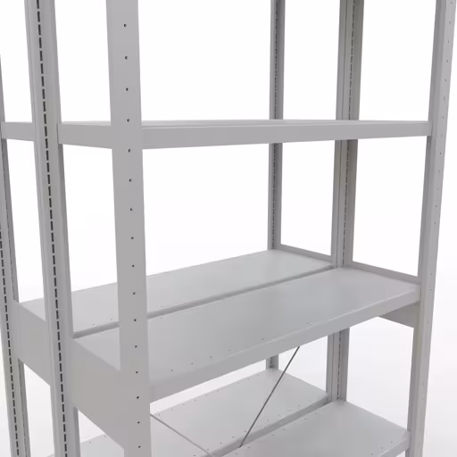 Grundregal, Doppelregal, Fachbodenregal Stecksystem MULTIplus250, 2500 x 1000 x (2x300) mm (HxBxT), 2x6 Fachböden, Kreuzstrebe, RAL 7035 lichtgrau von Schulte Lagertechnik mit der Artikelnr. 32131-G