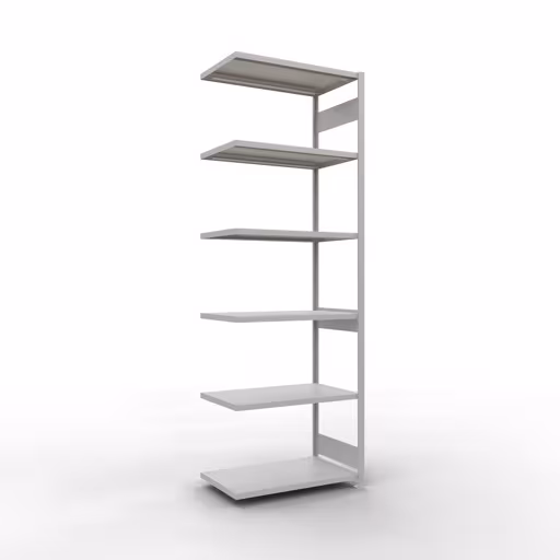 Anbauregal, Fachbodenregal Stecksystem MULTIplus250, 3000 x 1000 x 600 mm (HxBxT), 7 Fachböden, Längenriegel, RAL 7035 lichtgrau aus der Kategorie Anbauregal mit der Artikelnummer 32867-LR