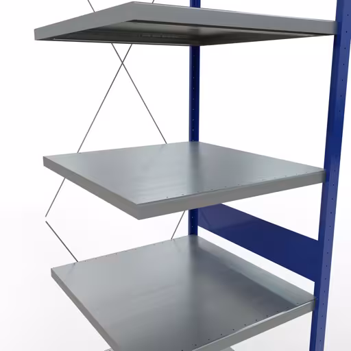 Abbildung Nr 11 des Artikels Anbauregal, Fachbodenregal Stecksystem MULTIplus250, 3000 x 750 x 800 mm (HxBxT), 7 Fachböden, Kreuzstrebe, RAL 5010 enzianblau/verzinkt/verzinkt aus der Produktgruppe Stecksystem von der Marke Schulte Lagertechnik