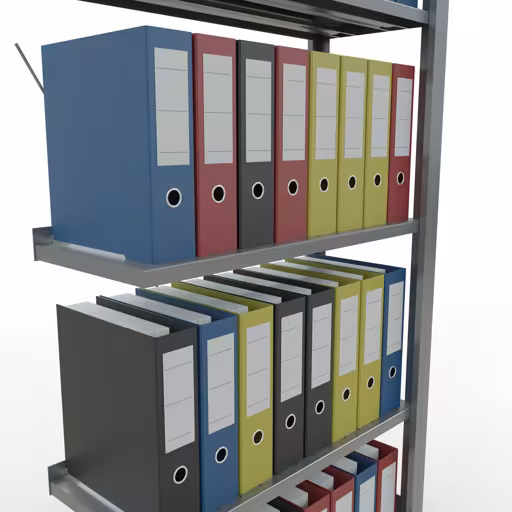 Abbildung Nr 14 des Artikels Anbauregal, Büro-Fachbodenregal Stecksystem MULTIplus85, 1800 x 750 x 300 mm (HxBxT), 5 Fachböden, Kreuzstrebe, verzinkt, mit Anschlagleiste aus der Produktgruppe Büroregale von der Marke Schulte Lagertechnik