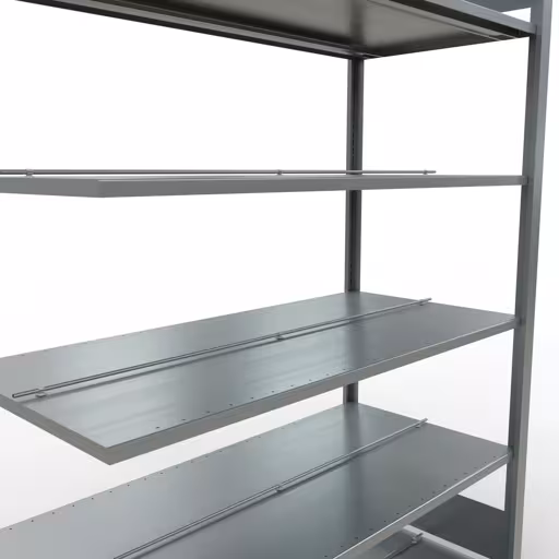 Abbildung Nr 9 des Artikels Anbauregal, Büro-Fachbodenregal Stecksystem MULTIplus150, 2000 x 1300 x 600 mm (HxBxT), 6 Fachböden, Längenriegel, verzinkt, mit Mittelanschlag aus der Produktgruppe Büroregale von der Marke Schulte Lagertechnik