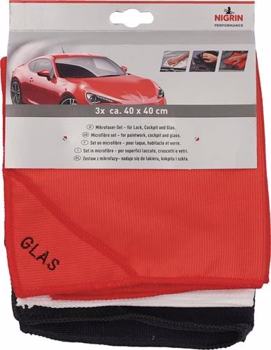 Mikrofasertuchset rot,weiß,schwarz NIGRIN