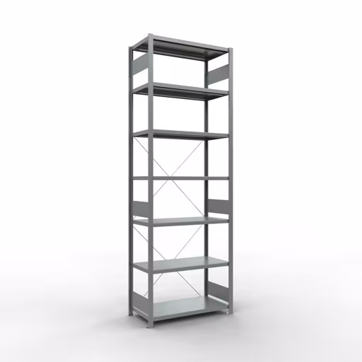 Grundregal, Fachbodenregal Stecksystem MULTIplus330, 3000 x 1000 x 500 mm (HxBxT), 7 Fachböden, Kreuzstrebe, verzinkt aus der Kategorie Grundregal mit der Artikelnummer 13952