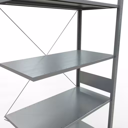 Abbildung Nr 11 des Artikels Anbauregal, Fachbodenregal Stecksystem MULTIplus150, 3000 x 1000 x 500 mm (HxBxT), 7 Fachböden, Kreuzstrebe, verzinkt aus der Produktgruppe Stecksystem von der Marke Schulte Lagertechnik