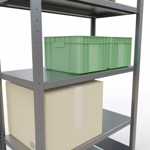 Abbildung Nr 14 des Artikels Grundregal, Fachbodenregal Stecksystem MULTIplus330, 2000 x 1000 x 500 mm (HxBxT), 5 Fachböden, Längenriegel, verzinkt aus der Produktgruppe Stecksystem von der Marke Schulte Lagertechnik
