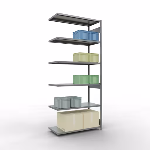 Abbildung Nr 9 des Artikels Anbauregal, Fachbodenregal Stecksystem MULTIplus250, 3000 x 1300 x 600 mm (HxBxT), 7 Fachböden, Längenriegel, verzinkt aus der Produktgruppe Stecksystem von der Marke Schulte Lagertechnik