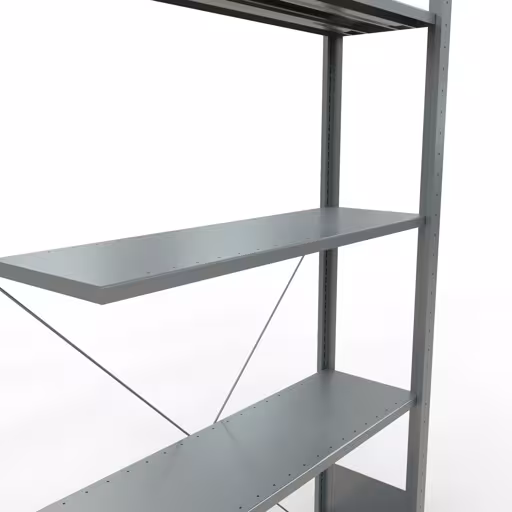 Abbildung Nr 11 des Artikels Anbauregal, Fachbodenregal Stecksystem MULTIplus150, 2000 x 1000 x 300 mm (HxBxT), 5 Fachböden, Kreuzstrebe, verzinkt aus der Produktgruppe Stecksystem von der Marke Schulte Lagertechnik