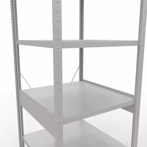 Abbildung Nr 13 des Artikels Grundregal, Fachbodenregal Stecksystem MULTIplus250, 2500 x 750 x 800 mm (HxBxT), 6 Fachböden, Kreuzstrebe, RAL 7035 lichtgrau aus der Produktgruppe Stecksystem von der Marke Schulte Lagertechnik