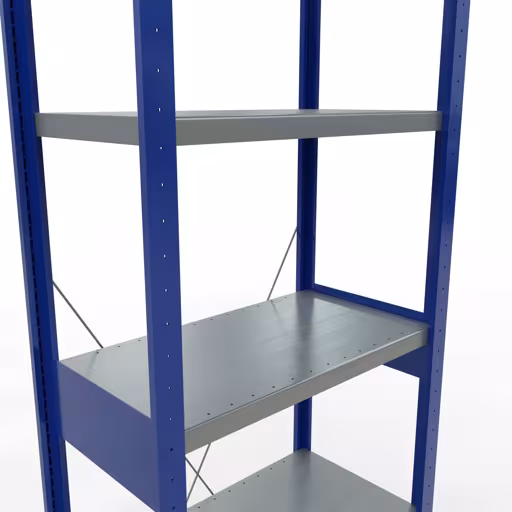 Abbildung Nr 12 des Artikels Grundregal, Fachbodenregal Stecksystem MULTIplus250, 2500 x 750 x 400 mm (HxBxT), 6 Fachböden, Kreuzstrebe, RAL 5010 enzianblau/verzinkt/verzinkt aus der Produktgruppe Stecksystem von der Marke Schulte Lagertechnik