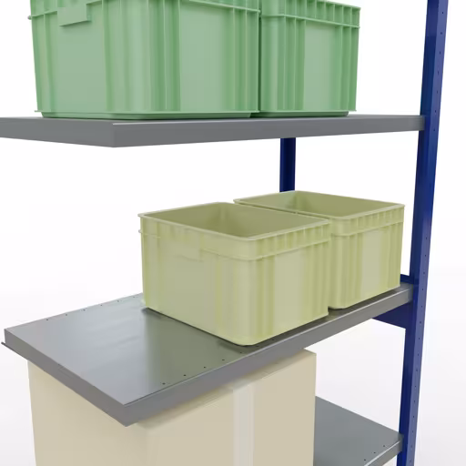 Abbildung Nr 13 des Artikels Anbauregal, Fachbodenregal Stecksystem MULTIplus330, 2500 x 1000 x 500 mm (HxBxT), 6 Fachböden, Kreuzstrebe, RAL 5010 enzianblau/verzinkt aus der Produktgruppe Stecksystem von der Marke Schulte Lagertechnik