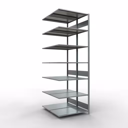 Anbauregal, Doppelregal, Fachbodenregal Stecksystem MULTIplus150, 3000 x 1000 x (2x600) mm (HxBxT), 2x7 Fachböden, Längenriegel, verzinkt aus der Kategorie Doppelregale mit der Artikelnummer 17867