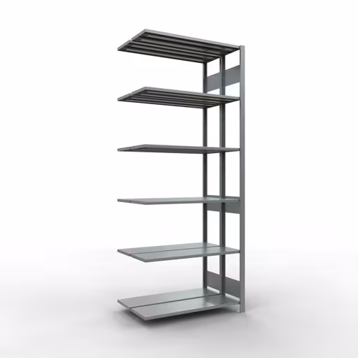 Anbauregal, Doppelregal, Fachbodenregal Stecksystem MULTIplus150, 2500 x 1000 x (2x300) mm (HxBxT), 2x6 Fachböden, Längenriegel, verzinkt aus der Kategorie Doppelregale mit der Artikelnummer 17836