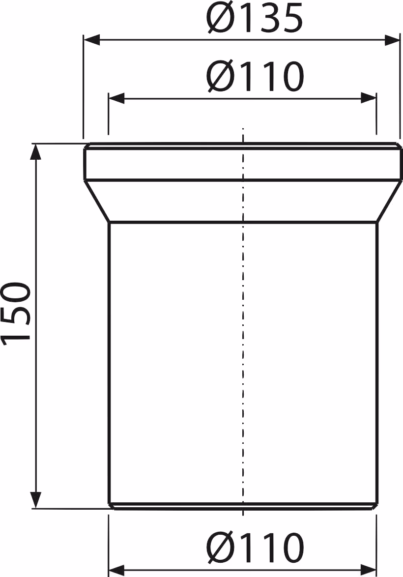 AlcaPlast A91-150 Universal WC Anschluß Rohr | Stutzen DN100 (ø110mm)