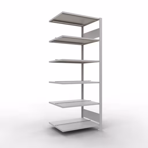 Anbauregal, Büro-Fachbodenregal Stecksystem MULTIplus150, 2000 x 750 x 600 mm (HxBxT), 6 Fachböden, Längenriegel, mit Mittelanschlag, lichtgrau von der Marke Schulte Lagertechnik Anbauregal, Büro-Fachbodenregal Stecksystem MULTIplus150, 2000 x 750 x 600 mm (HxBxT), 6 Fachböden, Längenriegel, mit Mittelanschlag, lichtgrau aus der Kategorie Stecksystem mit der Artikelnummer 36045