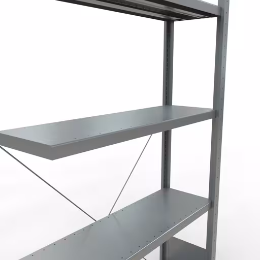 Produktbild Nr.7 des Artikels Anbauregal, Fachbodenregal Stecksystem MULTIplus250, 2000 x 1000 x 300 mm (HxBxT), 5 Fachböden, Kreuzstrebe, verzinkt aus der Produktreihe Stecksystem von der Marke Schulte Lagertechnik