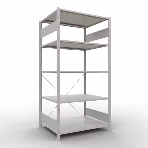 Grundregal, Fachbodenregal Stecksystem MULTIplus150, 2000 x 1000 x 800 mm (HxBxT), 5 Fachböden, Kreuzstrebe, RAL 7035 lichtgrau von der Marke Schulte Lagertechnik Grundregal, Fachbodenregal Stecksystem MULTIplus150, 2000 x 1000 x 800 mm (HxBxT), 5 Fachböden, Kreuzstrebe, RAL 7035 lichtgrau aus der Kategorie Grundregal mit der Artikelnummer 32680