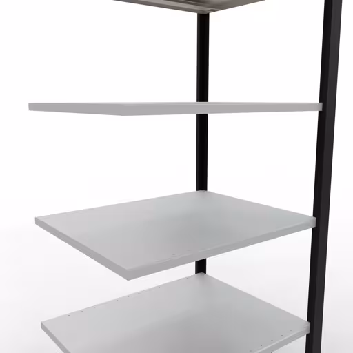Anbauregal, Büro-Fachbodenregal Stecksystem MULTIplus150, 2000 x 750 x 600 mm (HxBxT), 6 Fachböden, Längenriegel, ohne Mittelanschlag, schwarz/lichtgrau von Schulte Lagertechnik mit der Artikelnr. 36063-S