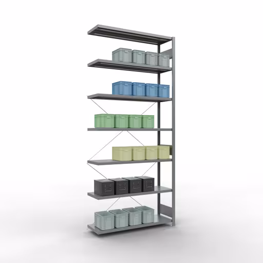 Produktbild Nr 13 des Artikels Stecksystem Anbauregal 3000x1300x400 mm, Typ 250 kg, verzinkt Abbildung Nr 13 des Artikels Stecksystem Anbauregal 3000x1300x400 mm, Typ 250 kg, verzinkt aus der Produktgruppe Stecksystem von der Marke Schulte Lagertechnik