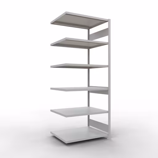 Anbauregal, Fachbodenregal Stecksystem MULTIplus330, 2500 x 1000 x 800 mm (HxBxT), 6 Fachböden, Längenriegel, RAL 7035 lichtgrau aus der Kategorie Anbauregal mit der Artikelnummer 33886-LR