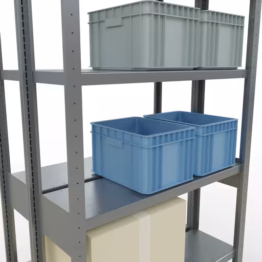 Zusatzbild des Artikels Grundregal, Doppelregal, Fachbodenregal Stecksystem MULTIplus250, 2500 x 1000 x (2x300) mm (HxBxT), 2x6 Fachböden, Längenriegel, verzinkt aus Doppelregale