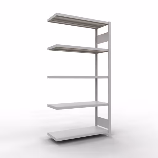 Anbauregal, Fachbodenregal Stecksystem MULTIplus250, 2000 x 1000 x 400 mm (HxBxT), 5 Fachböden, Längenriegel, RAL 7035 lichtgrau aus der Kategorie Anbauregal mit der Artikelnummer 32845-LR