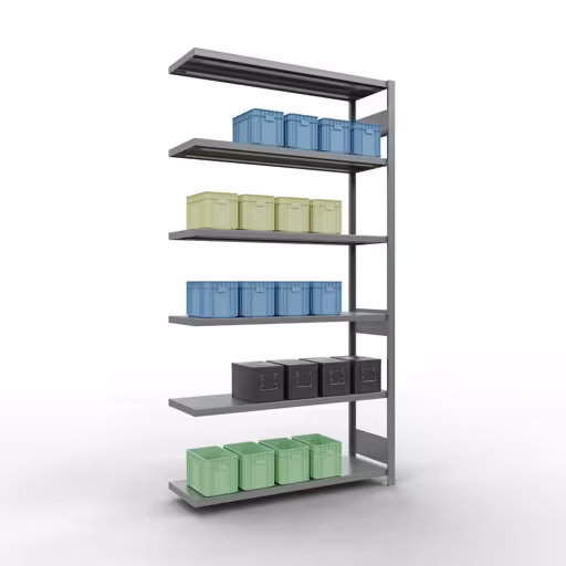 Abbildung Nr 11 des Artikels Anbauregal, Fachbodenregal Stecksystem MULTIplus250, 2500 x 1300 x 400 mm (HxBxT), 6 Fachböden, Längenriegel, verzinkt aus der Produktgruppe Stecksystem von der Marke Schulte Lagertechnik