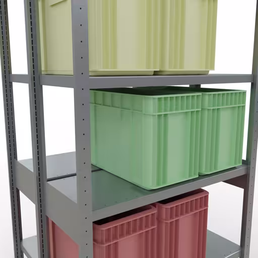 Grundregal, Doppelregal, Fachbodenregal Stecksystem MULTIplus250, 2500 x 1000 x (2x400) mm (HxBxT), 2x6 Fachböden, Längenriegel, verzinkt von Schulte Lagertechnik aus der Kategorie Fachbodenregale