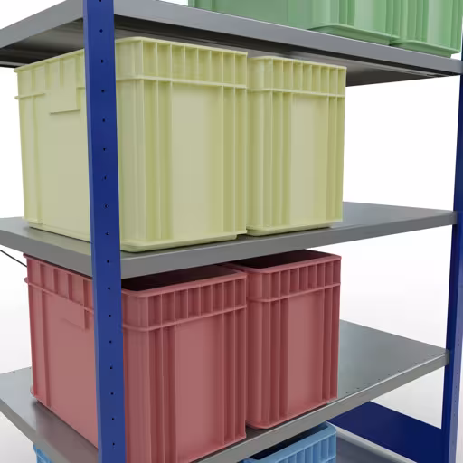 Abbildung Nr 7 des Artikels Grundregal, Fachbodenregal Stecksystem MULTIplus250, 2000 x 1300 x 800 mm (HxBxT), 5 Fachböden, Kreuzstrebe, RAL 5010 enzianblau/verzinkt aus der Produktgruppe Stecksystem von der Marke Schulte Lagertechnik