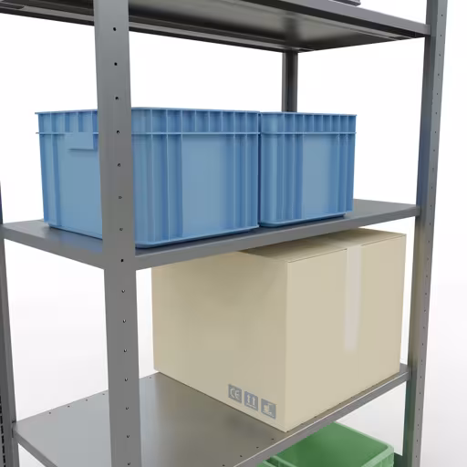Abbildung Nr 12 des Artikels Grundregal, Fachbodenregal Stecksystem MULTIplus85, 2000 x 1000 x 500 mm (HxBxT), 5 Fachböden, Längenriegel, verzinkt aus der Produktgruppe Stecksystem von der Marke Schulte Lagertechnik