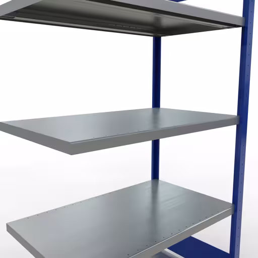 Anbauregal, Fachbodenregal Stecksystem MULTIplus330, 2000 x 1000 x 600 mm (HxBxT), 5 Fachböden, Längenriegel, RAL 5010 enzianblau/verzinkt von Schulte Lagertechnik aus der Kategorie Stecksystem